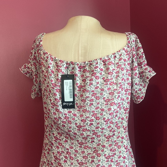 Nasty Gal Ditsy Bardot Cap Sleeve Floral Mini Dress - Picture 6 of 7